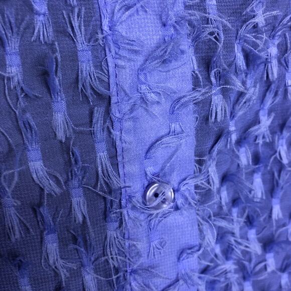 ASOS Design purple blue fringe feather sheer button down top size US 14 - Picture 4 of 14